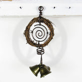Rustic Witch's Bell Small Wreath 3 Spirals 3 Bells - Handmade - Cleansing Protection Pagan Wiccan Decoration Sacred Space Nature Primitive | Woot & Hammy